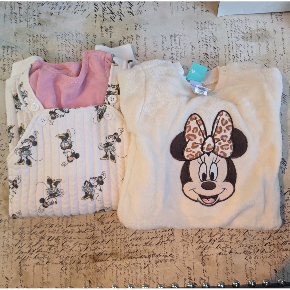 LOT of 2 Disney Baby Minnie Mouse Outfits Girls Infant 6/9 Months Soft